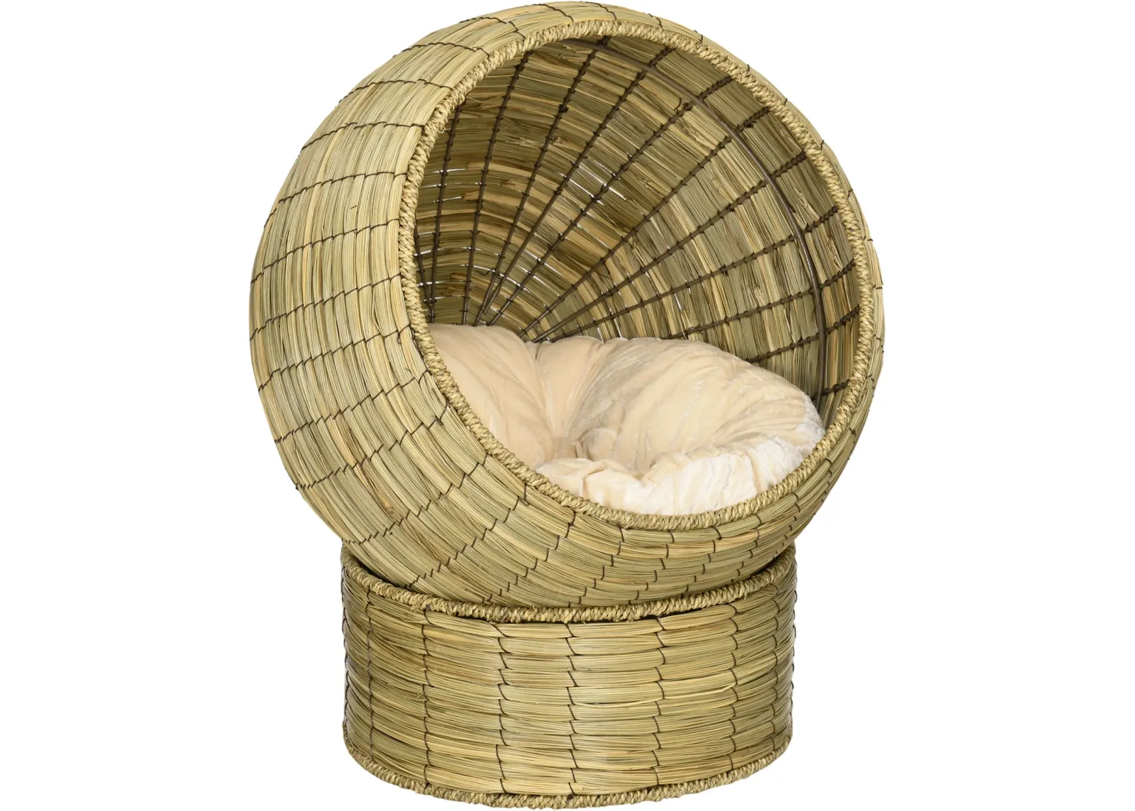 Yellow Cat Comfort: Elevated Basket Bed with Cushion & Stand