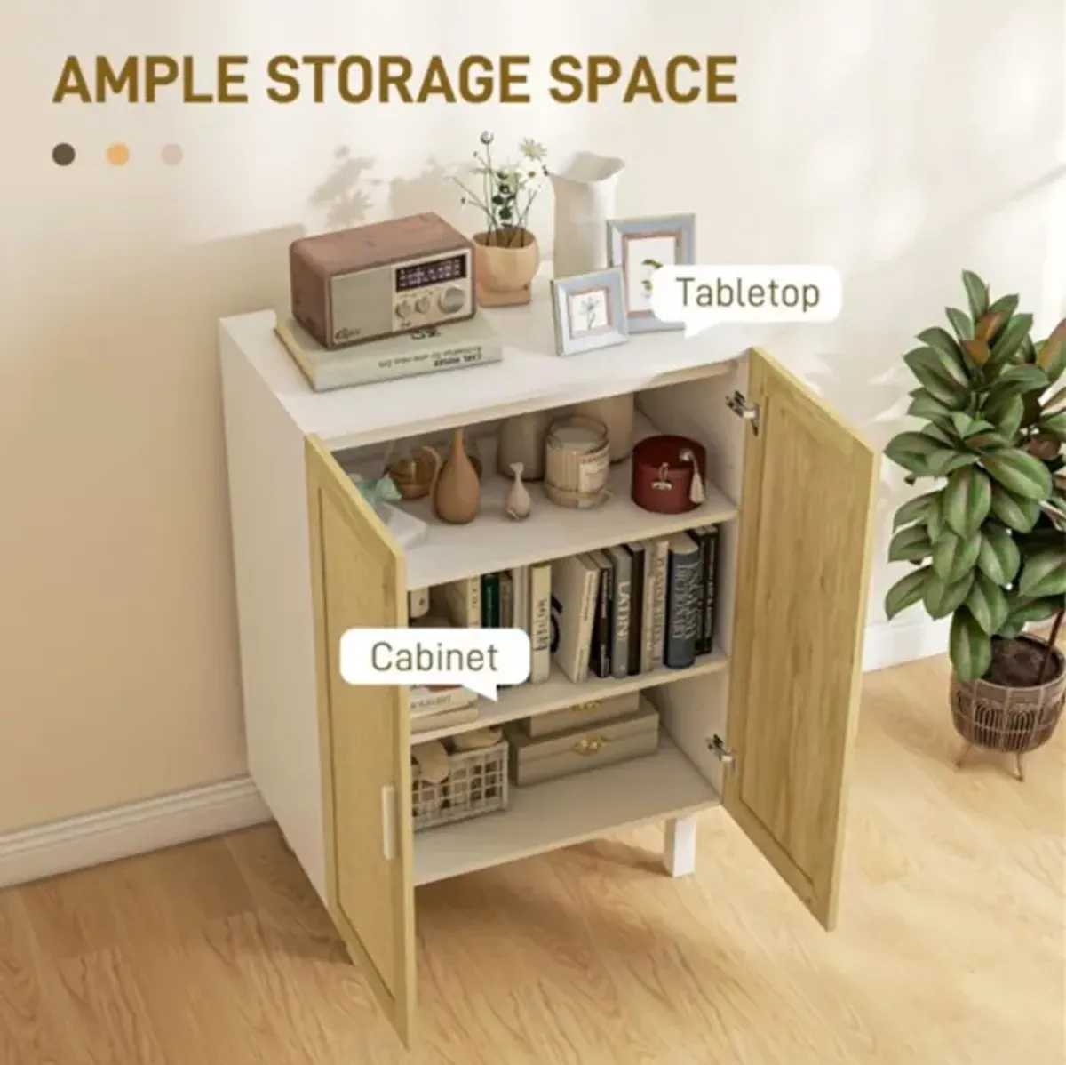 Stylish Kitchen Storage Cabinet with Shelves & Doors for Pantry and Dining Organization