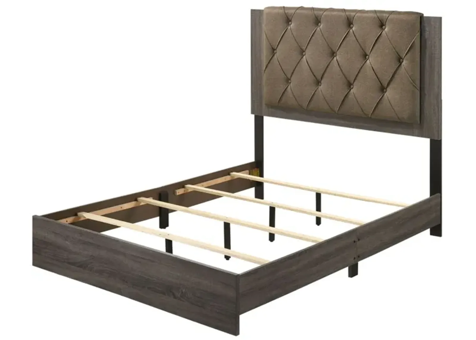 Avantika Queen Bed, Fabric & Rustic Oak