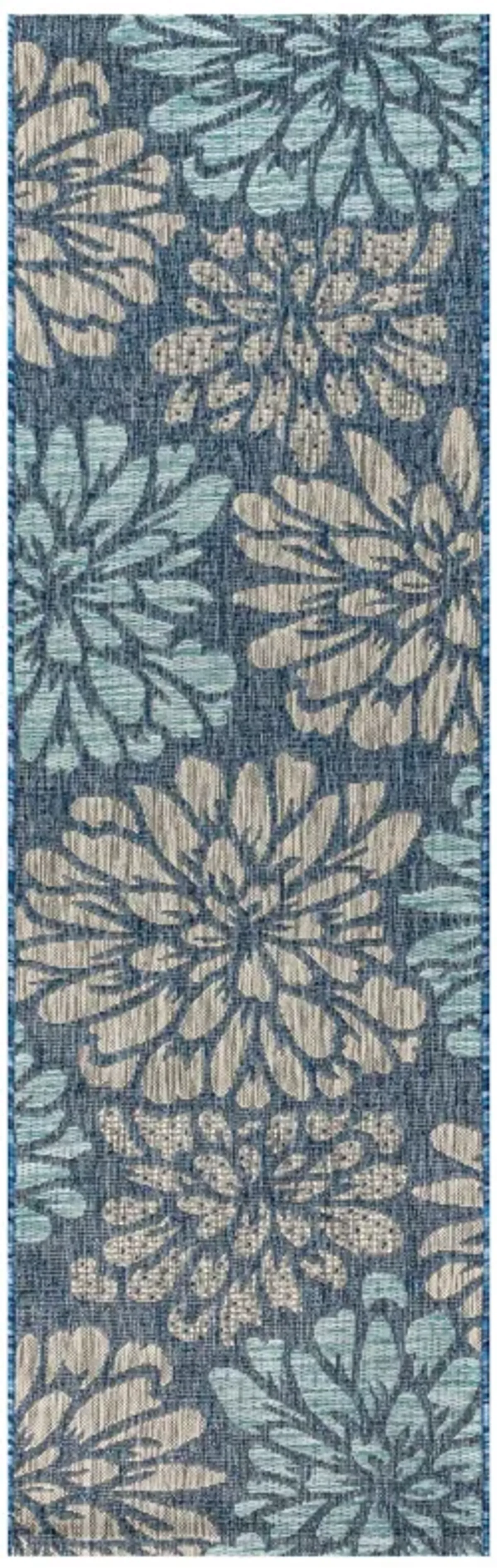 Zinnia Modern Floral Textured Weave Indoor/Outdoor Area Rug