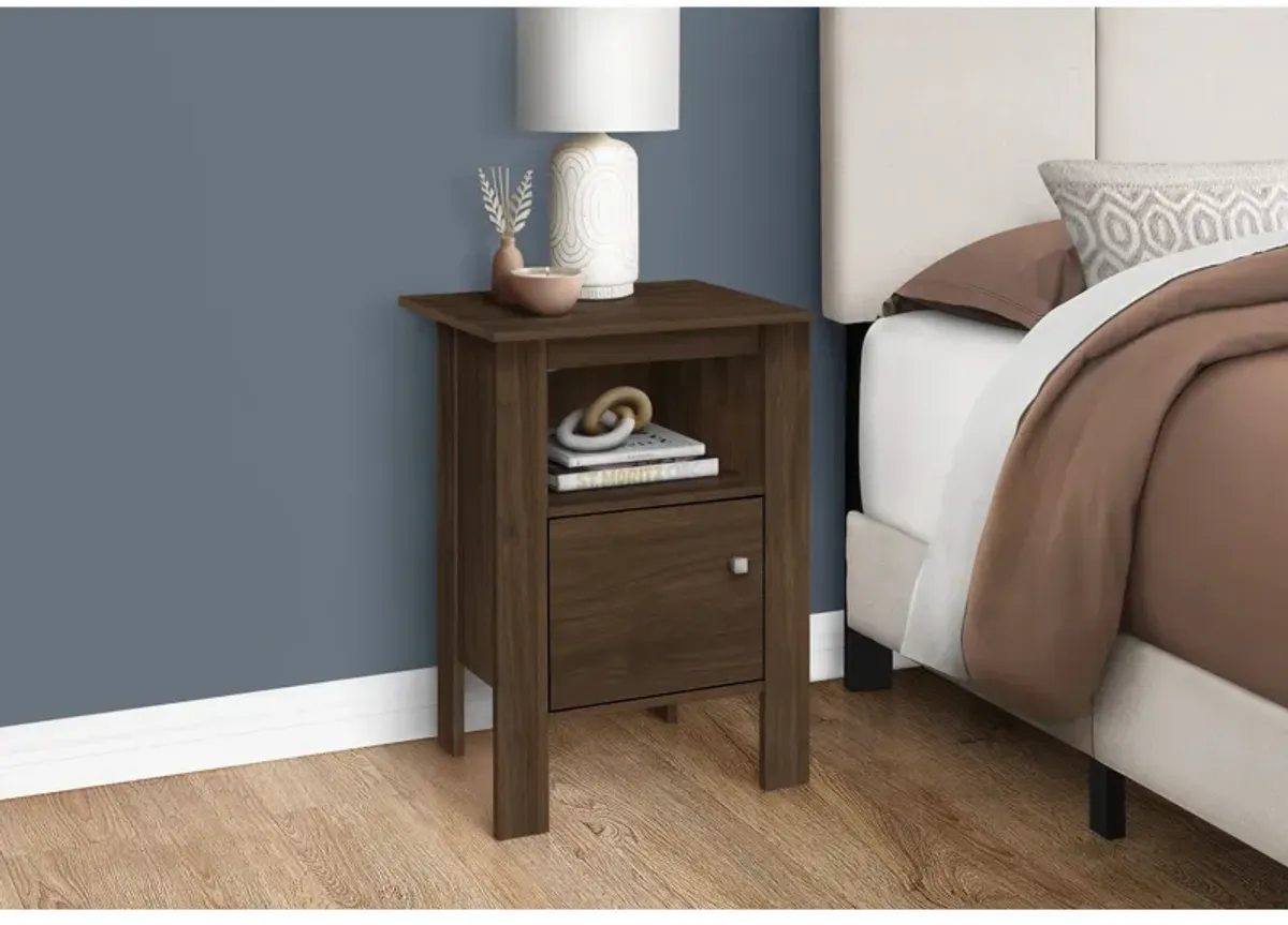 Monarch Specialties I 2144 Accent Table, Side, End, Nightstand, Lamp, Storage, Living Room, Bedroom, Laminate, Walnut, Transitional