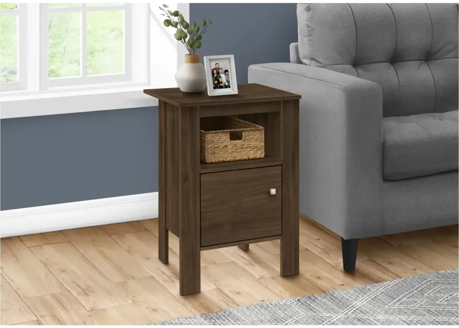 Monarch Specialties I 2144 Accent Table, Side, End, Nightstand, Lamp, Storage, Living Room, Bedroom, Laminate, Walnut, Transitional