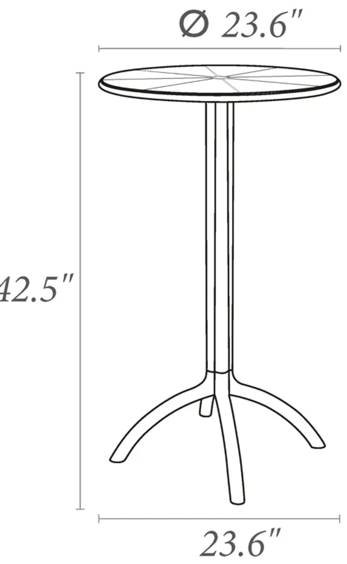 42.5" Gray Durable Round Outdoor Patio Bar Table