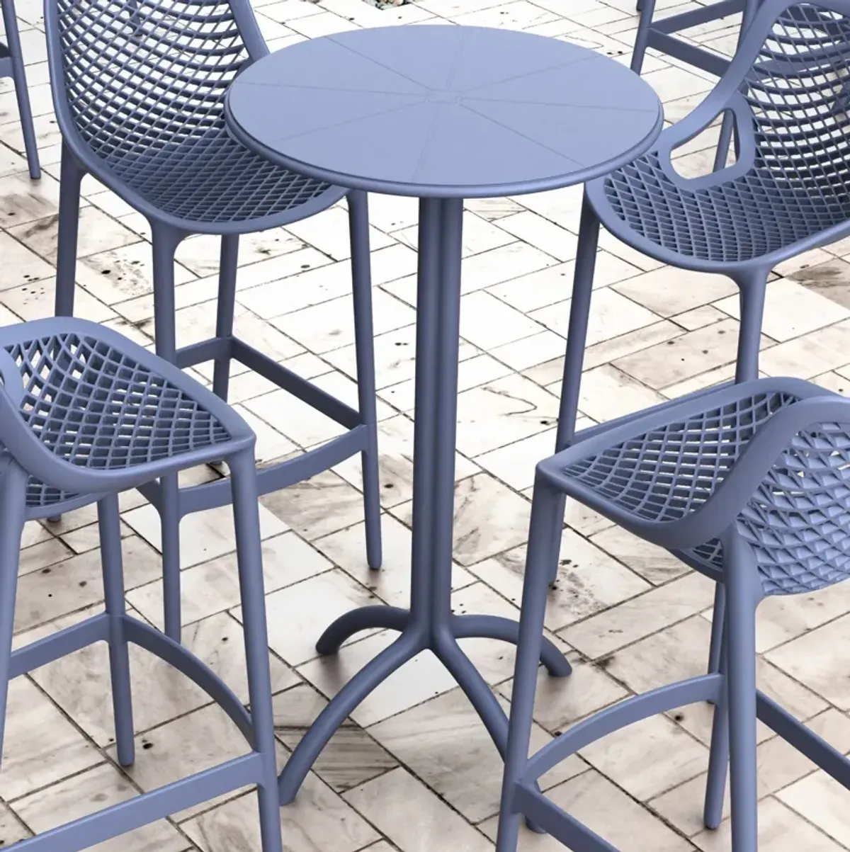 42.5" Gray Durable Round Outdoor Patio Bar Table