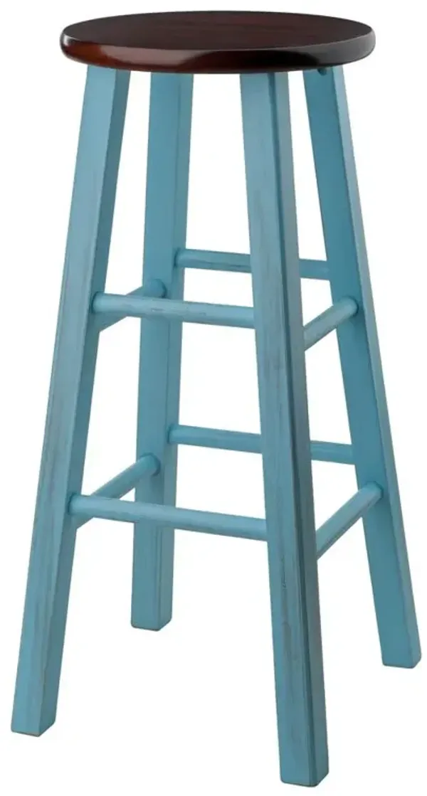 Ivy 29" Bar Stool Rustic Light Blue w/ Walnut Seat