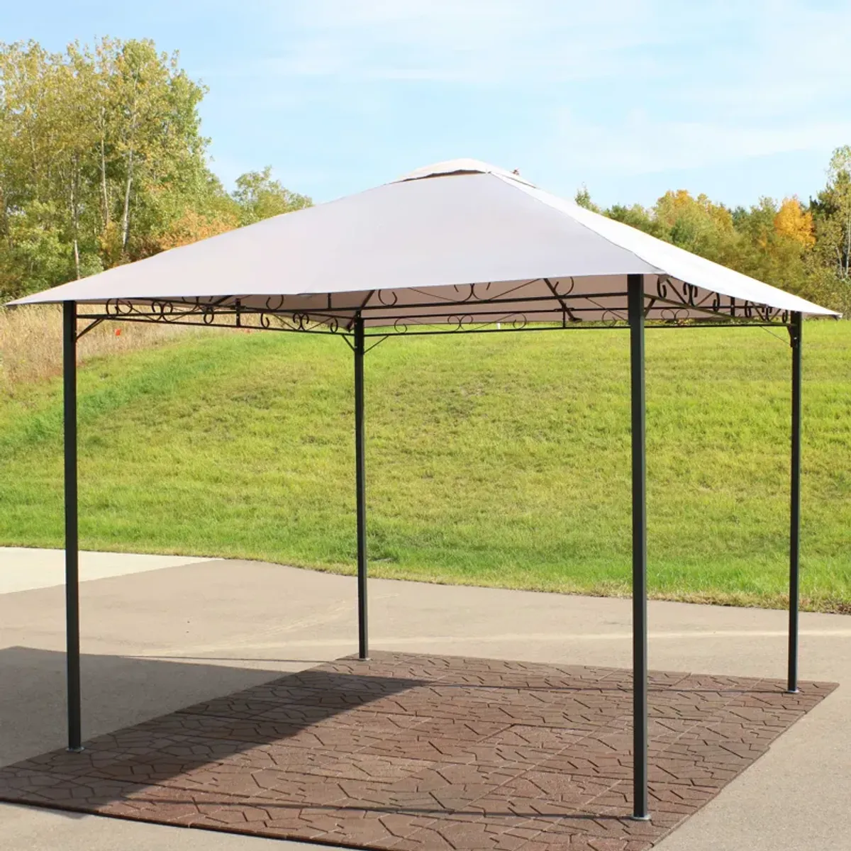 Sunnydaze 10 ft x 10 ft Steel Gazebo with Polyester Canopy Top - Gray