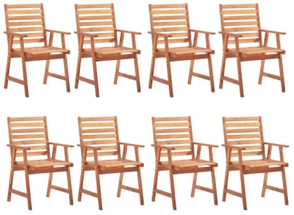 Outdoor Chair Set of 8 Brown Solid Acacia Wood Standard