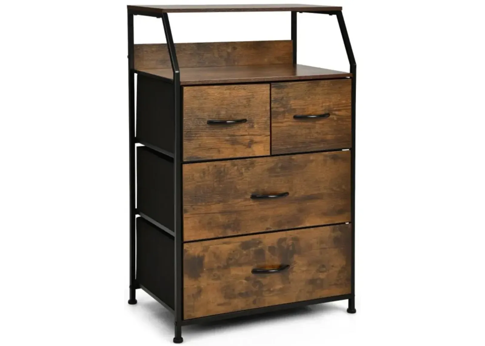 Hivvago Freestanding Cabinet Dresser with Wooden Top Shelves - Large