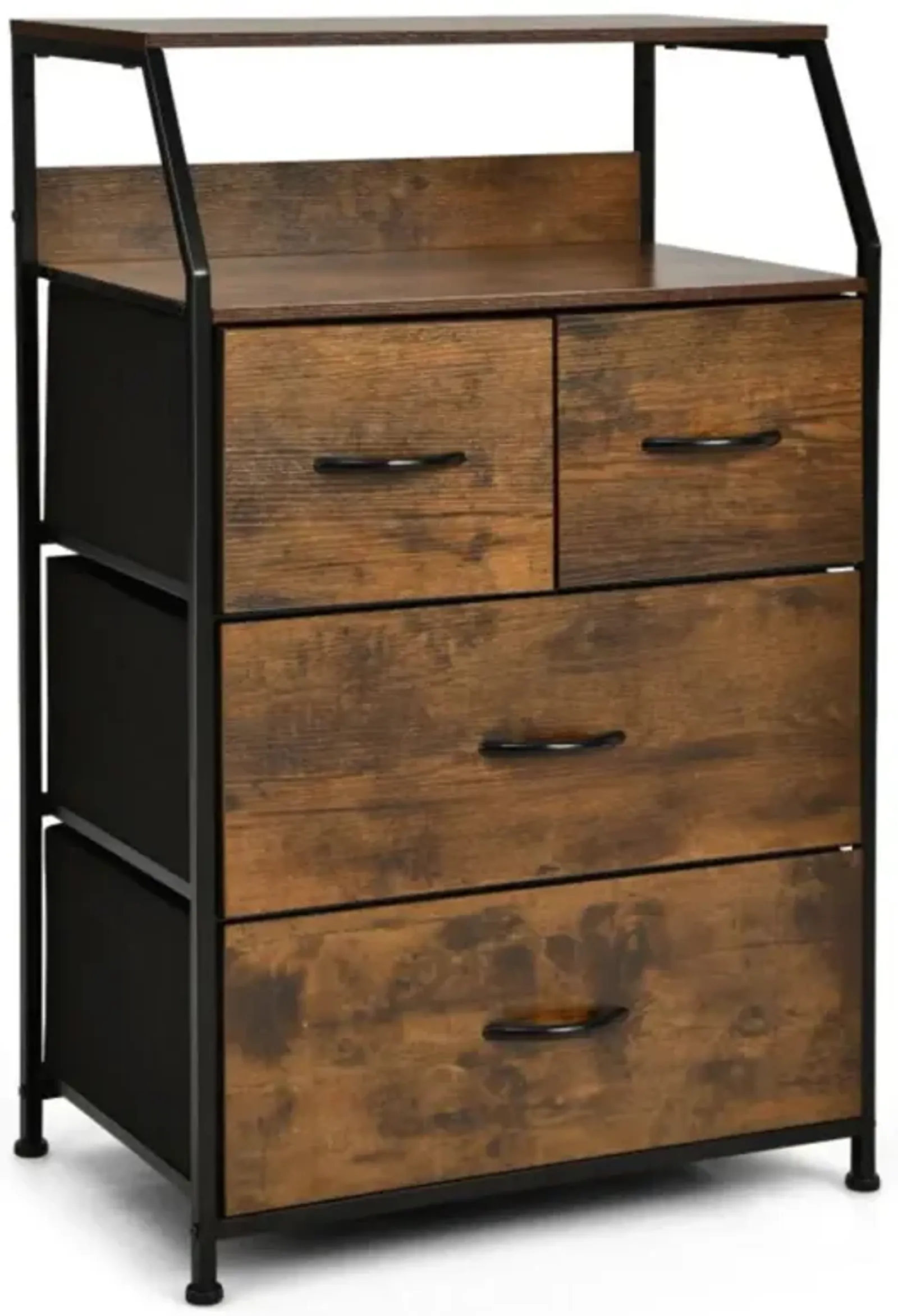 Hivvago Freestanding Cabinet Dresser with Wooden Top Shelves - Large