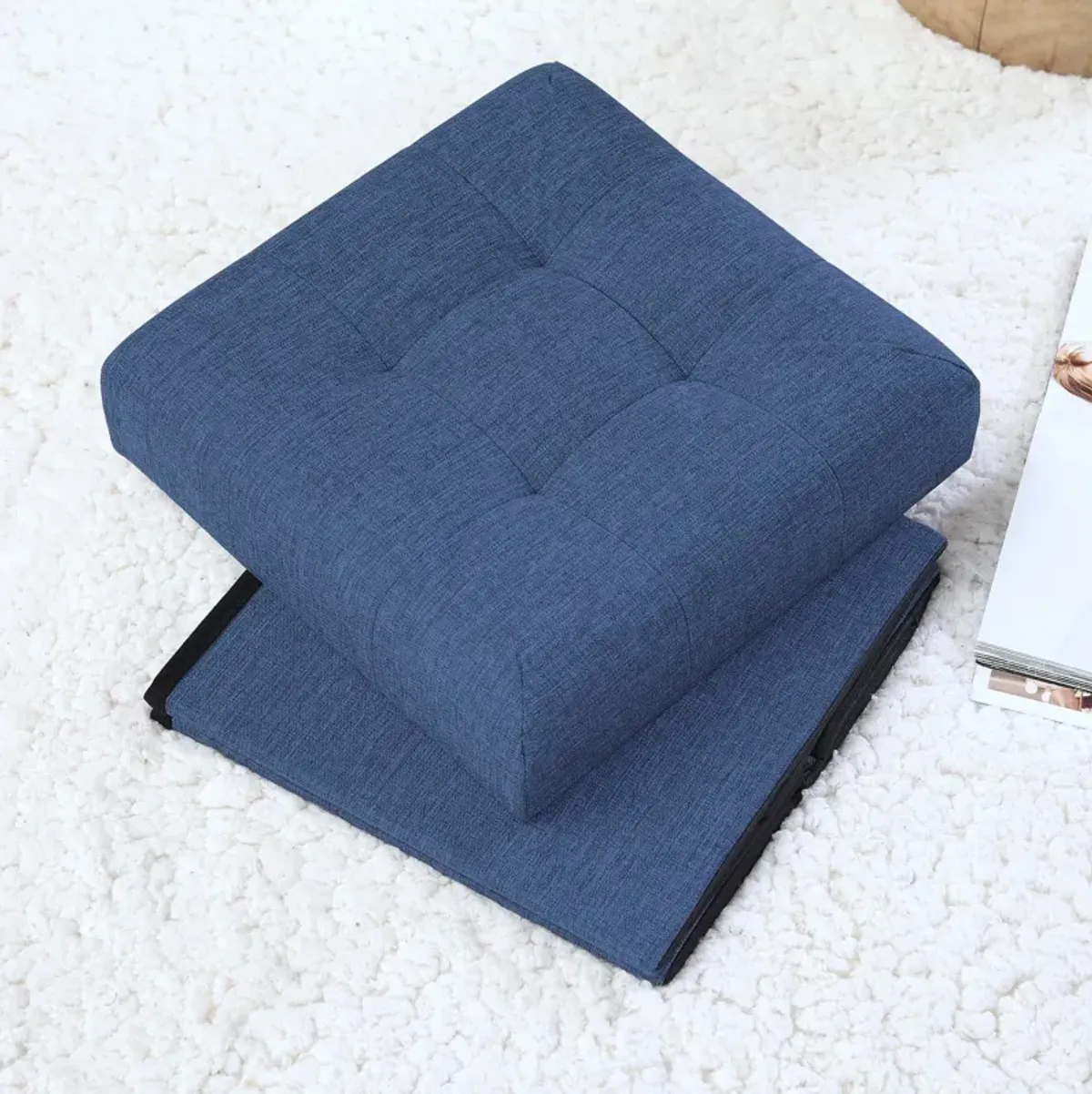 Foldable Tufted Storage Ottoman