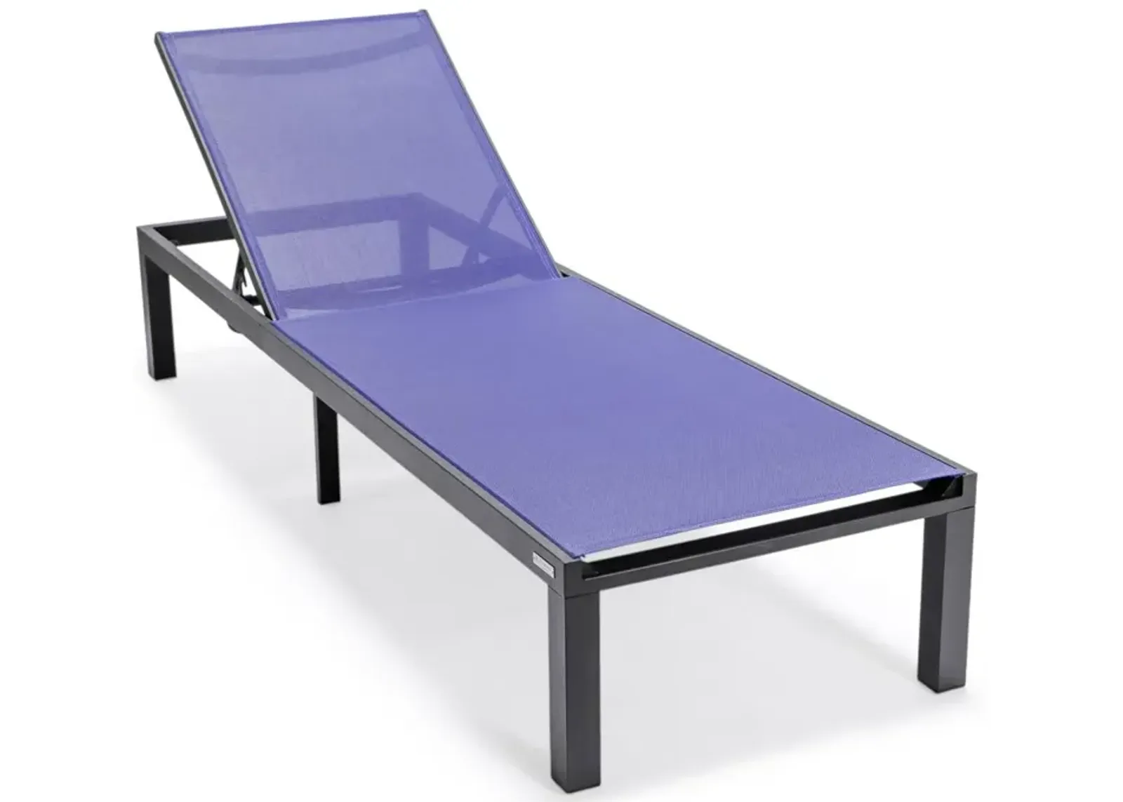 LeisureMod Marlin Patio Chaise Lounge Chair With Black Aluminum Frame