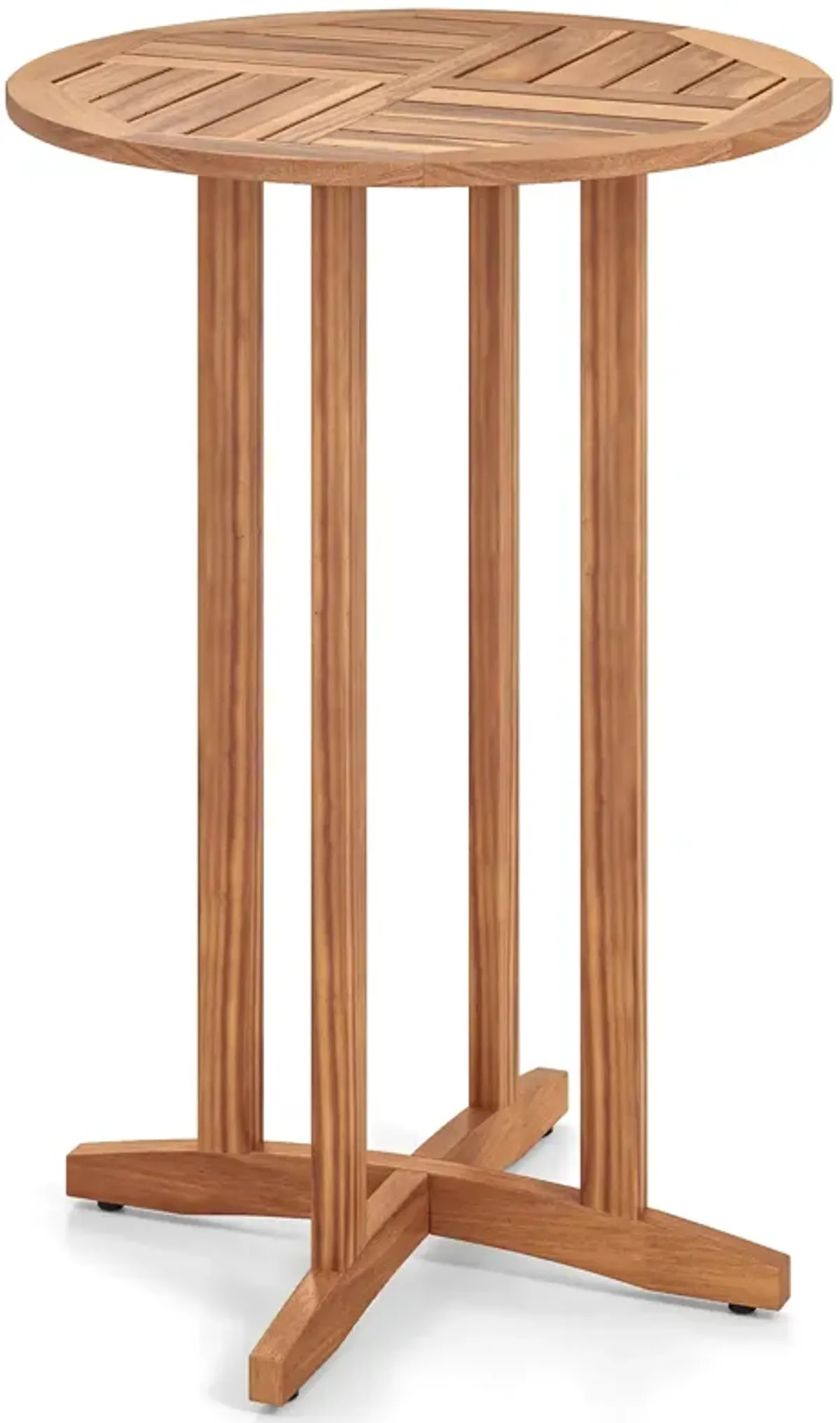 Natural Acacia Wood Outdoor Bar Table with Slatted Top – Rustic Style