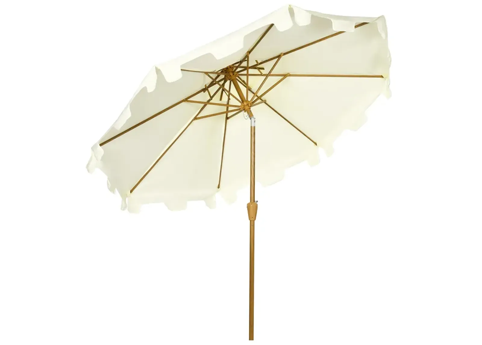 Cream White Patio Shade: 9' Umbrella with Double Top Ruffles & Tilt