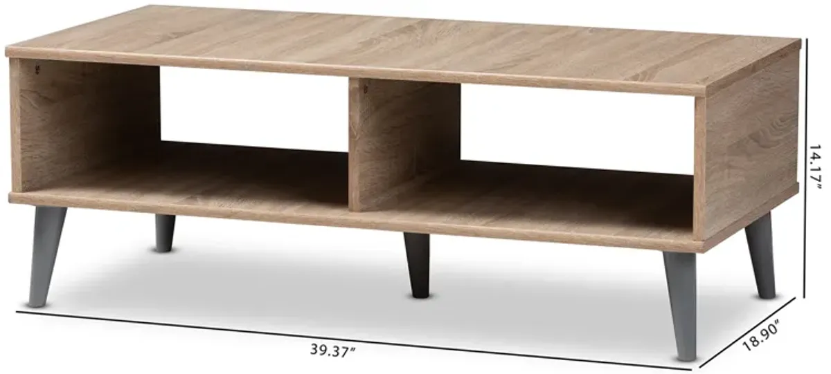 Baxton Studio Pierre Mid Century Modern Oak Wood Coffee Table