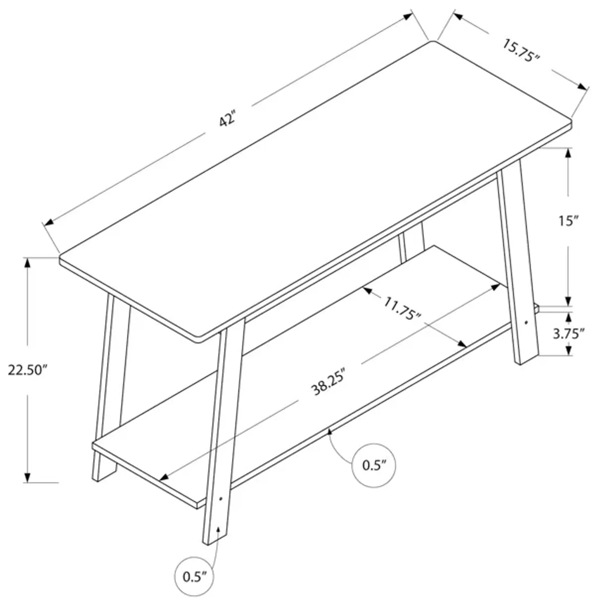 Monarch Specialties I 2736 Tv Stand, 42 Inch, Console, Media Entertainment Center, Storage Shelves, Living Room, Bedroom, Laminate, Brown, Contemporary, Modern