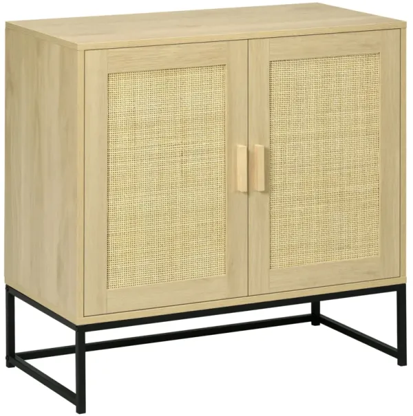 Versatile Storage: Sideboard with Rattan Doors & Metal Base