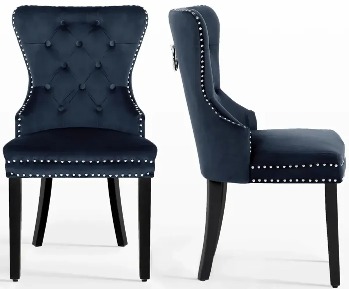 WestinTrends Velvet Upholstered Tufted Dining Chairs (Set of 2)