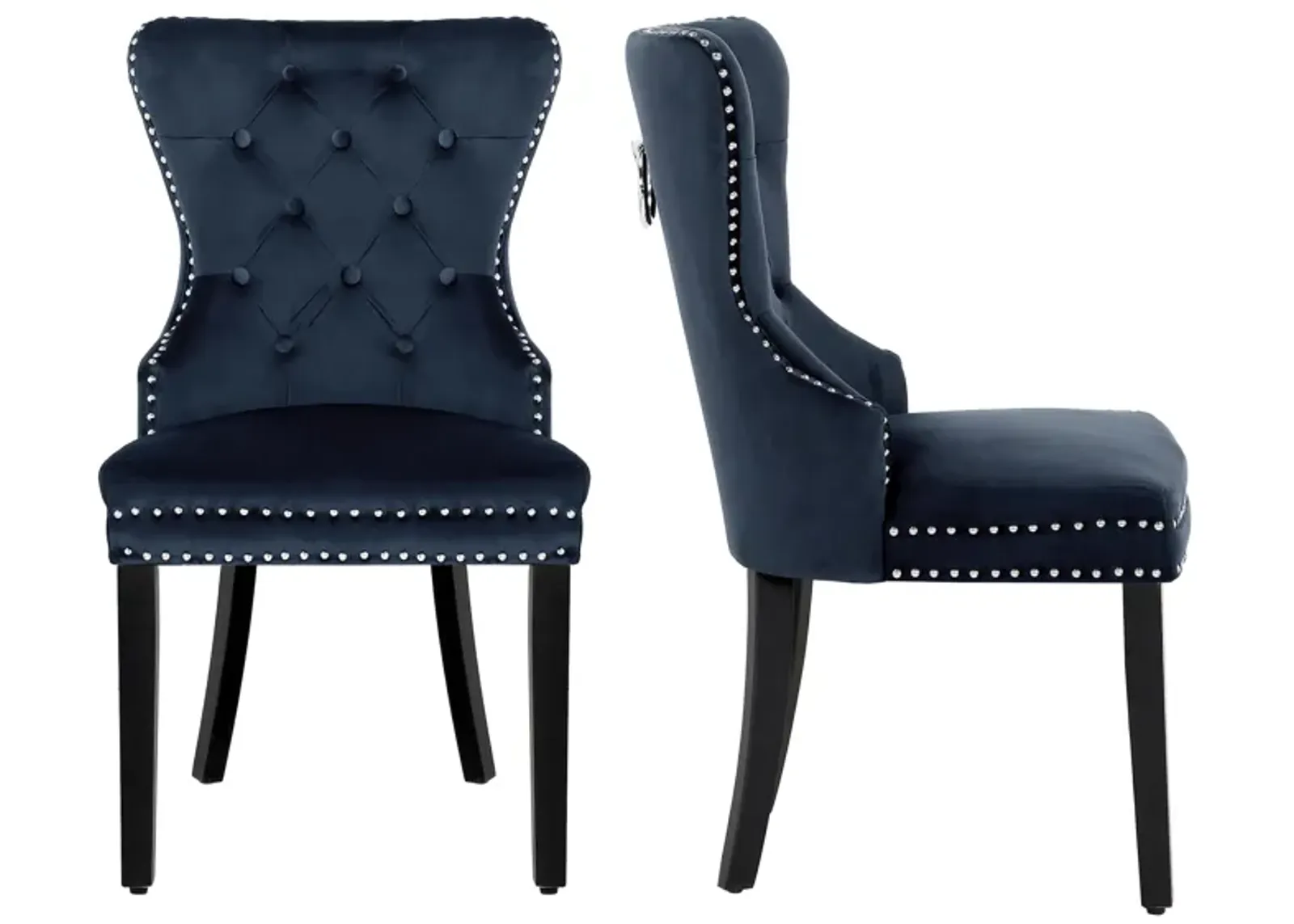 WestinTrends Velvet Upholstered Tufted Dining Chairs (Set of 2)