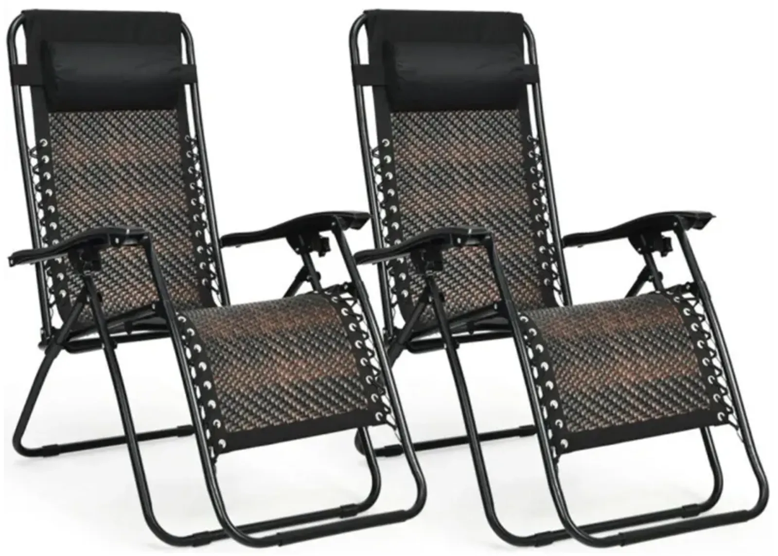 Hivvago 2 Pieces Folding Patio Rattan Zero Gravity Lounge Chair