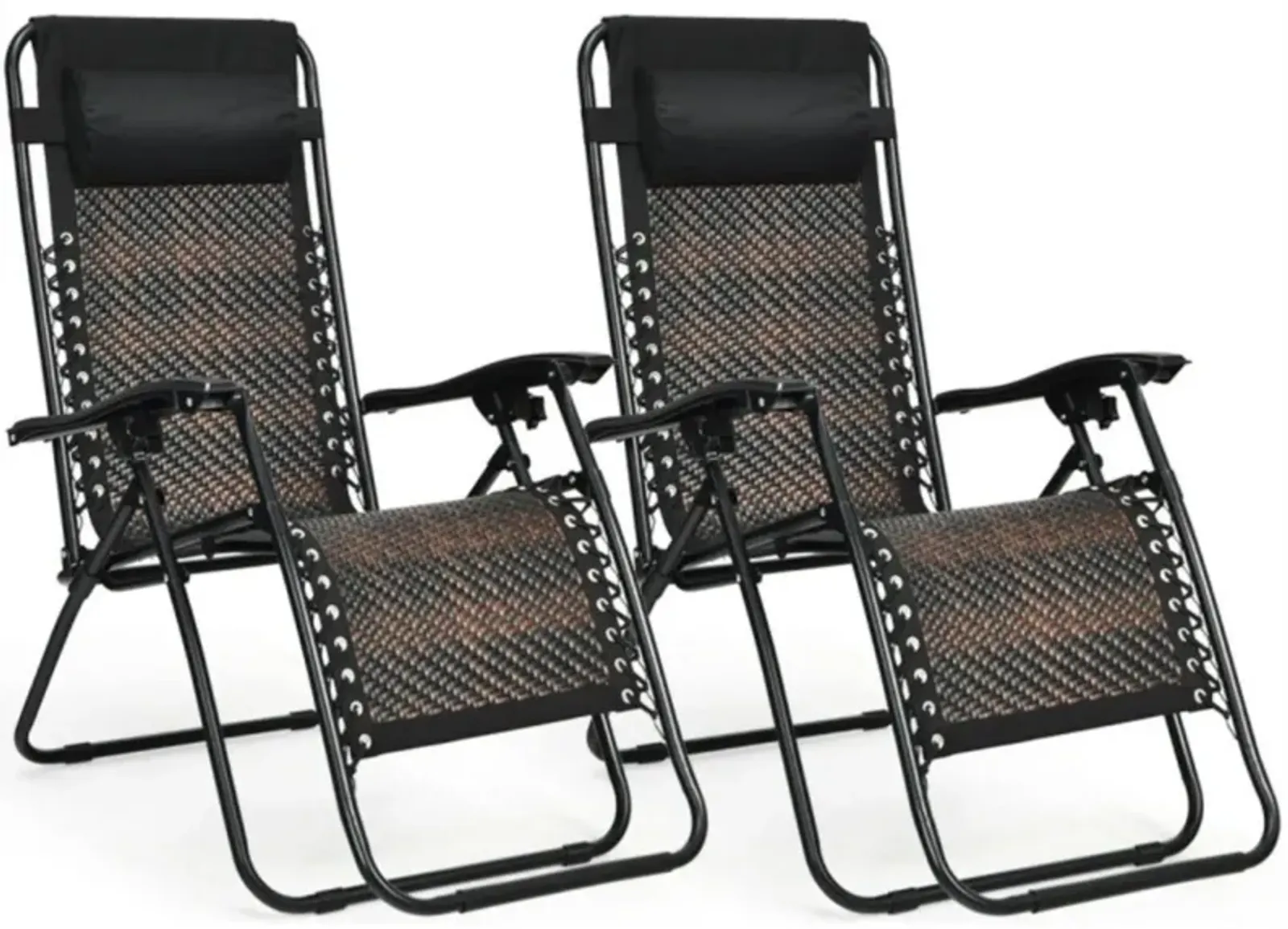 Hivvago 2 Pieces Folding Patio Rattan Zero Gravity Lounge Chair