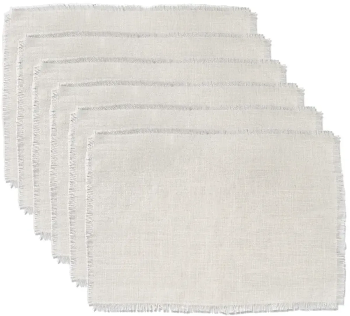 Set of 6 White Rectangular Jute Placemat 19"