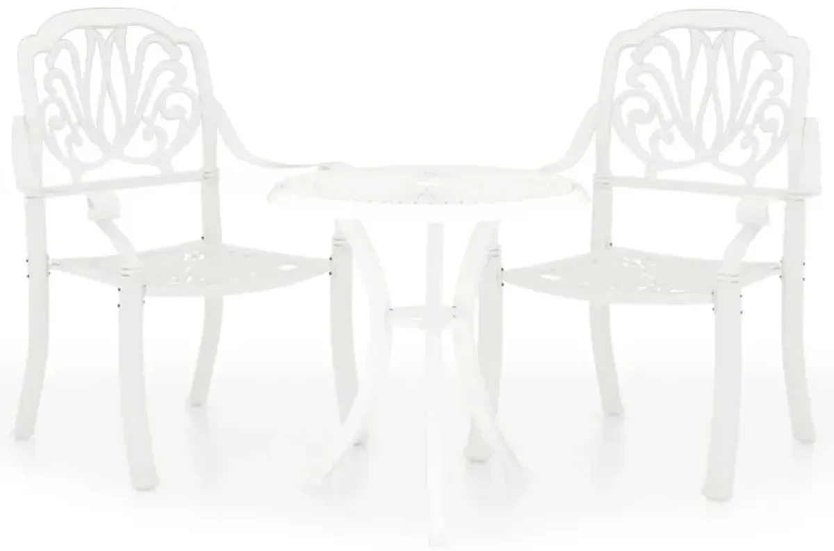 vidaXL 3 Piece Bistro Set Cast Aluminum White