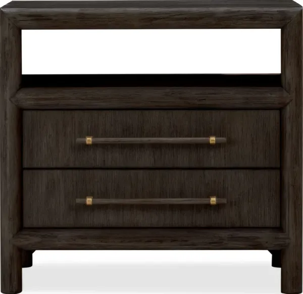 Dorsey Two Drawer USB-charging Nightstand in Basalt Grey