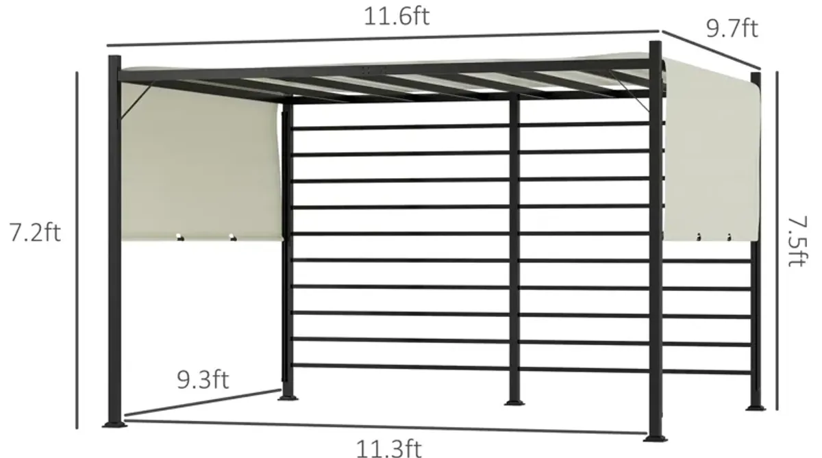 Beige Backyard Shade: 12x10 ft Outdoor Pergola with Retractable Canopy