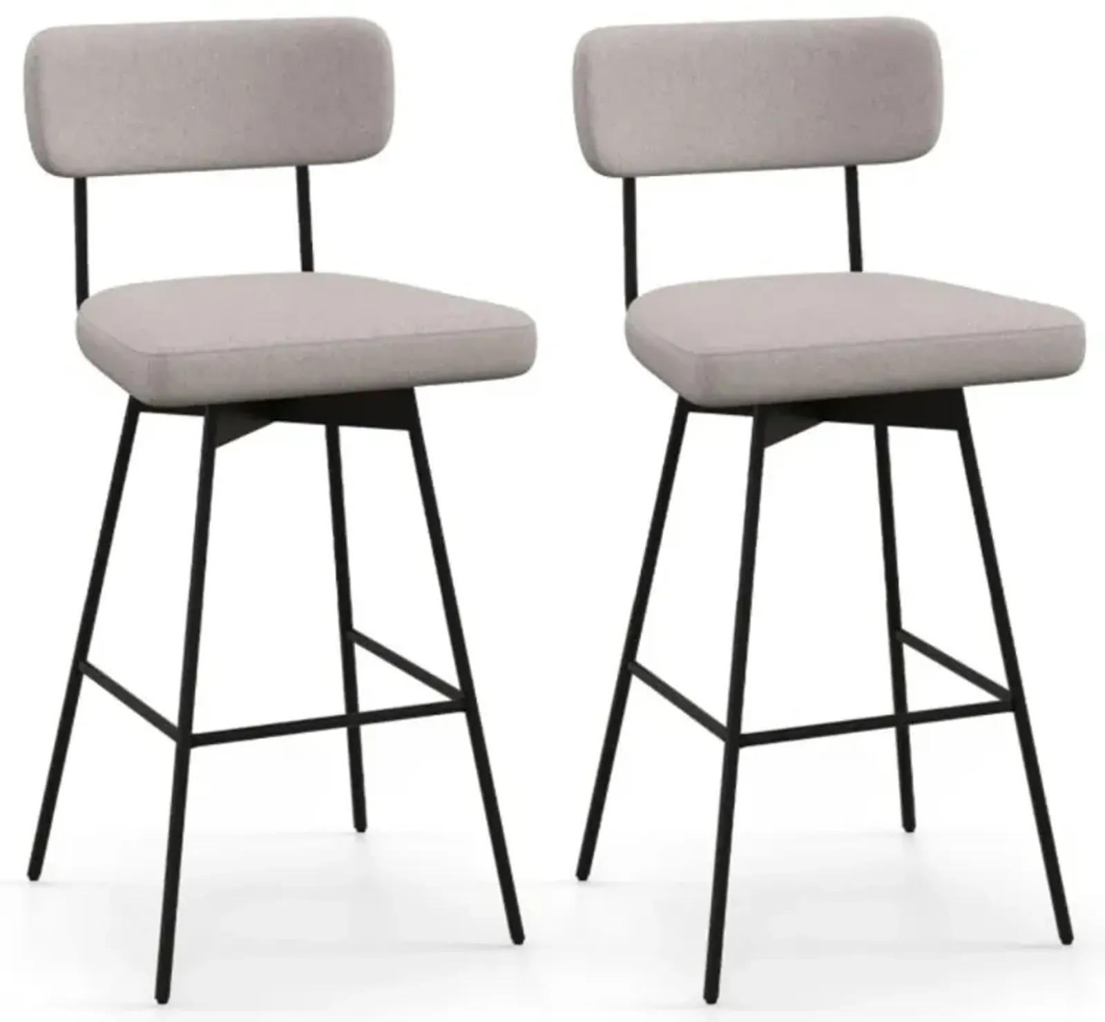 Hivvago 25 Inch Counter Height Upholstered Swivel Bar Stool Set of 2-beige