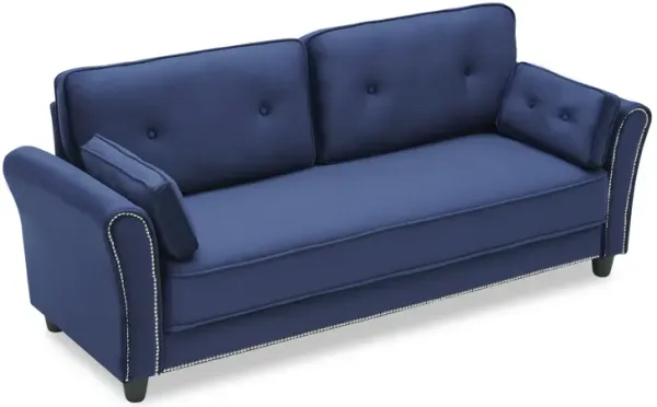 Sofa Armrest With Nailhead Trim Backrest With Buttons Includes Two Pillows