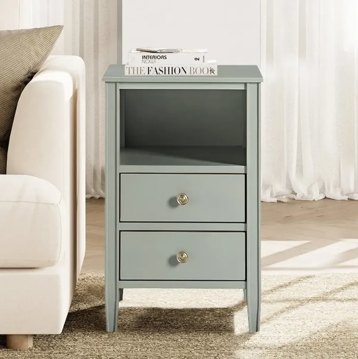 Winsley 2-drawer storage Nightstand - Antique Gray