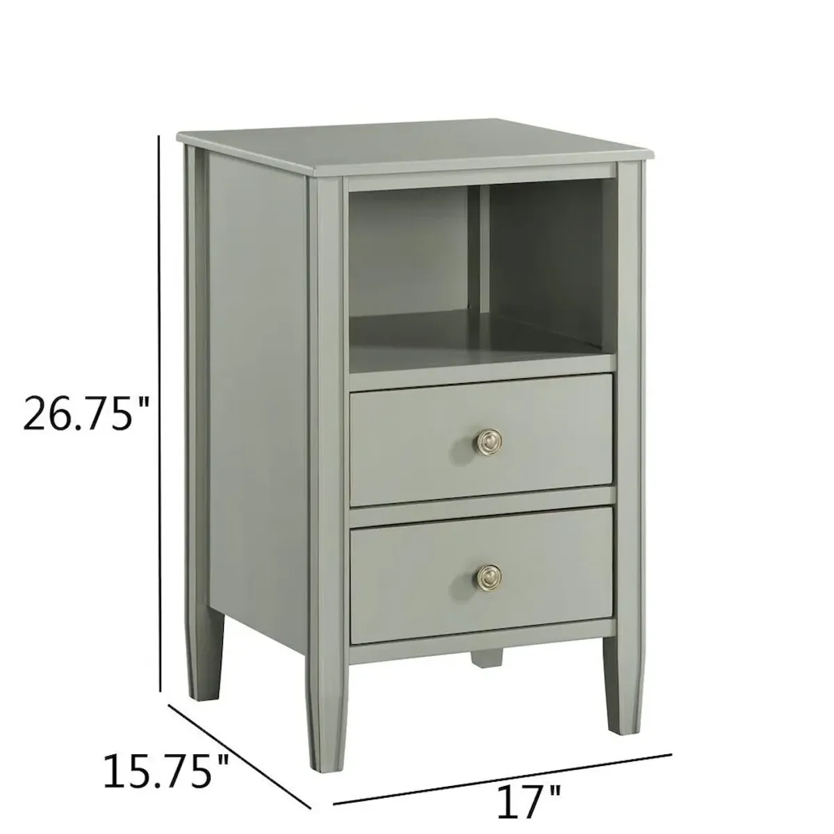 Winsley 2-drawer storage Nightstand - Antique Gray