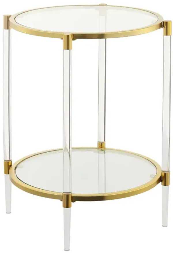 Convenience Concepts Royal Crest 2 Tier Acrylic Glass End Table, Glass/Gold