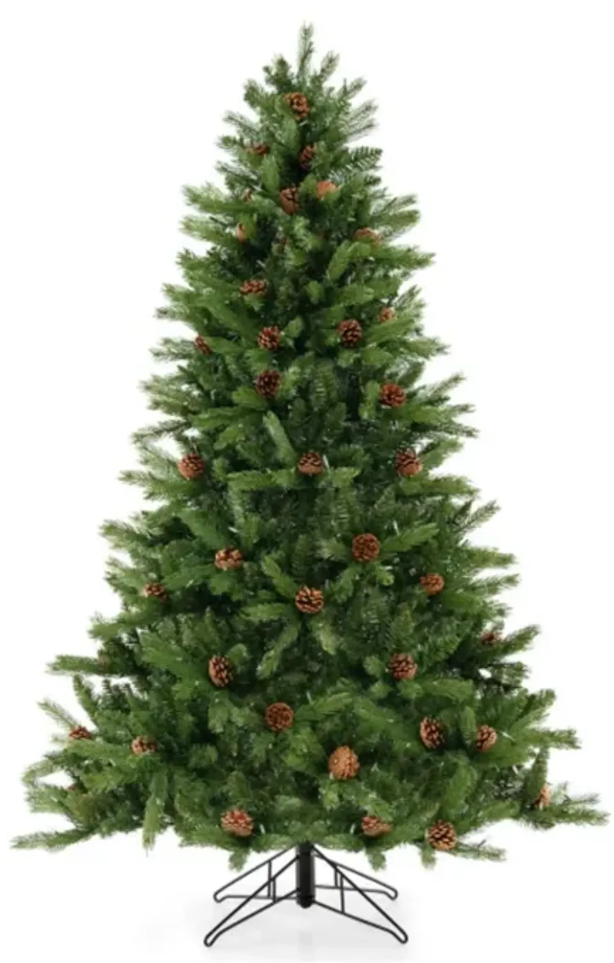 Hivvago 6/7 FT Artificial Christmas Tree with Pine Cones and Adjustable Brightness