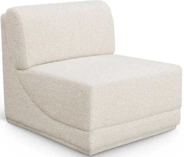 Meridian Furniture Ollie Cream Boucle Fabric Armless
