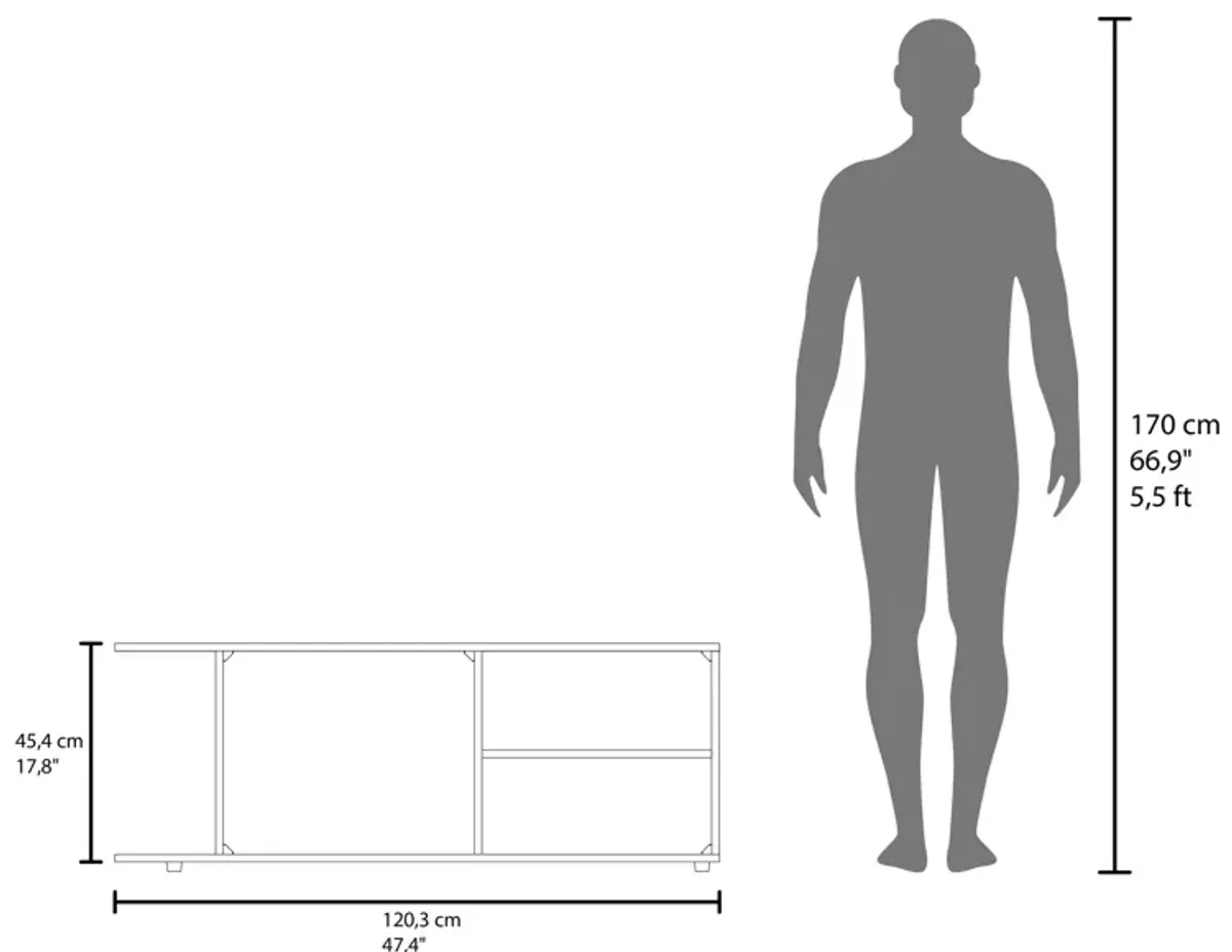 Sudley Entertainment Center 17.8" H, with 4 Shelves and 4 Legs, White