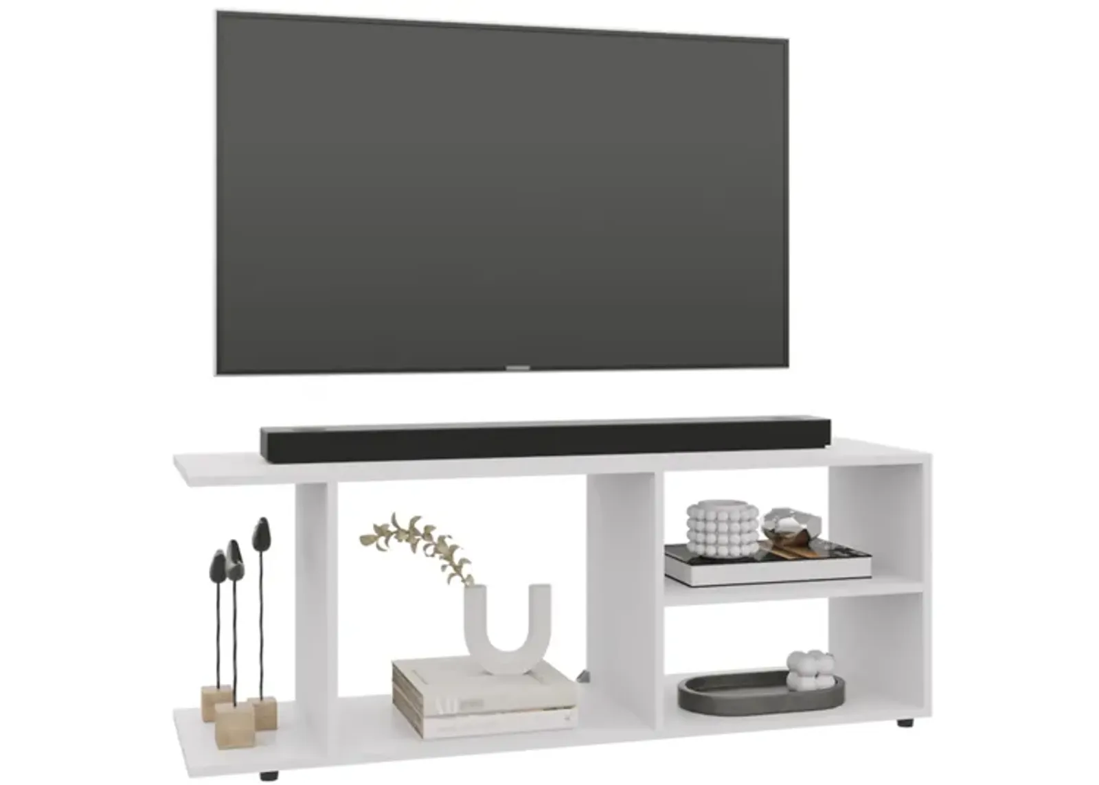 Sudley Entertainment Center 17.8" H, with 4 Shelves and 4 Legs, White