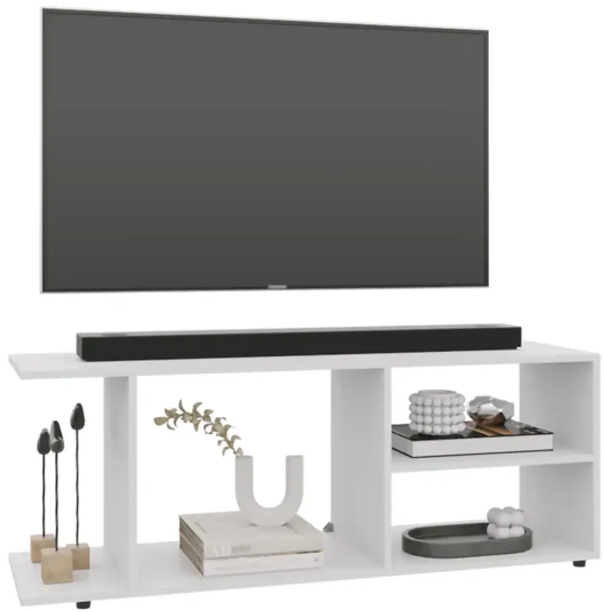 Sudley Entertainment Center 17.8" H, with 4 Shelves and 4 Legs, White