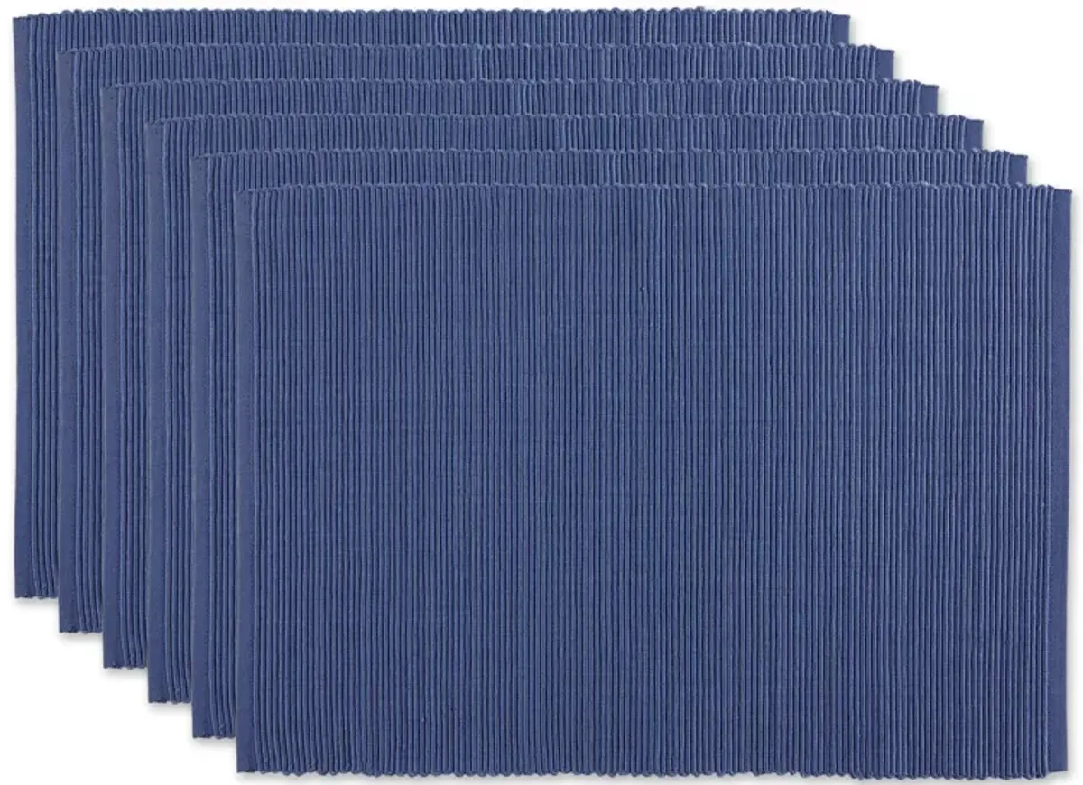 Set of 6 French Blue Ribbed Placemat  19"