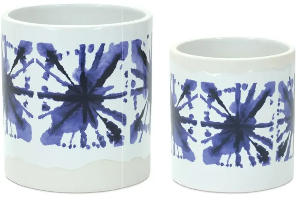 Tie-Dye Decorative Print Pot for Vibrant Plant Display and Home Décor (Set of 2)