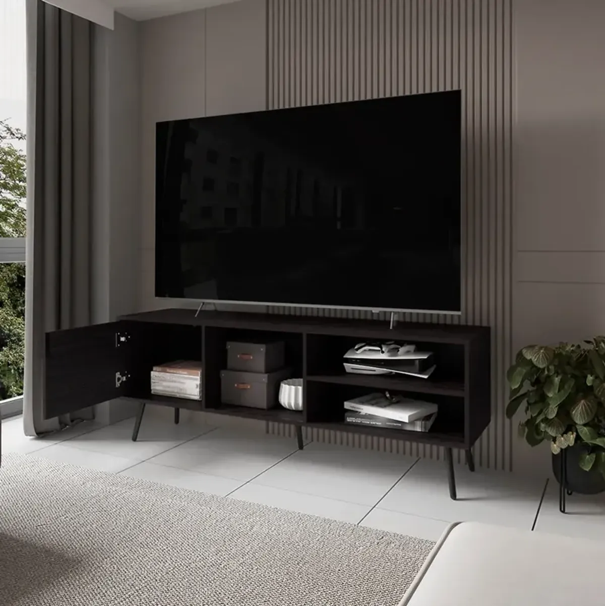 Long Beach Tv Stand , Living Room, Black