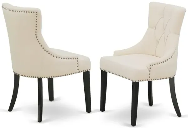 riona Parson Chairs with Light Beige Linen Fabric - Black Finish - Set of 2, FRP1T02