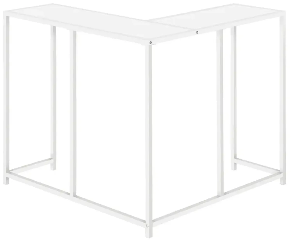 Monarch Specialties I 2160 Accent Table, Console, Entryway, Narrow, Corner, Living Room, Bedroom, Metal, Laminate, White, Contemporary, Modern