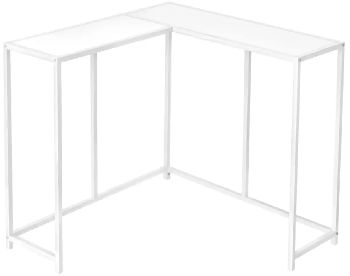 Monarch Specialties I 2160 Accent Table, Console, Entryway, Narrow, Corner, Living Room, Bedroom, Metal, Laminate, White, Contemporary, Modern