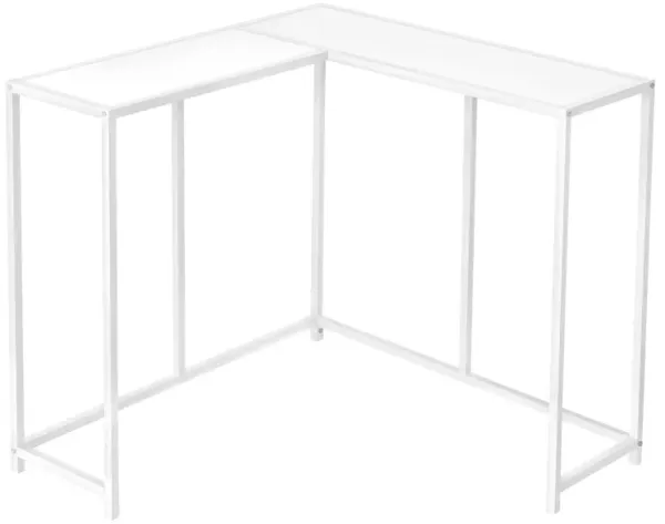 Monarch Specialties I 2160 Accent Table, Console, Entryway, Narrow, Corner, Living Room, Bedroom, Metal, Laminate, White, Contemporary, Modern