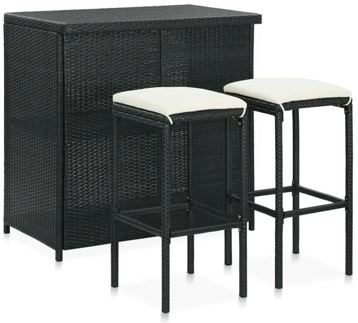Bar Set Black, Cream White PE rattan, steel, polyester Compact