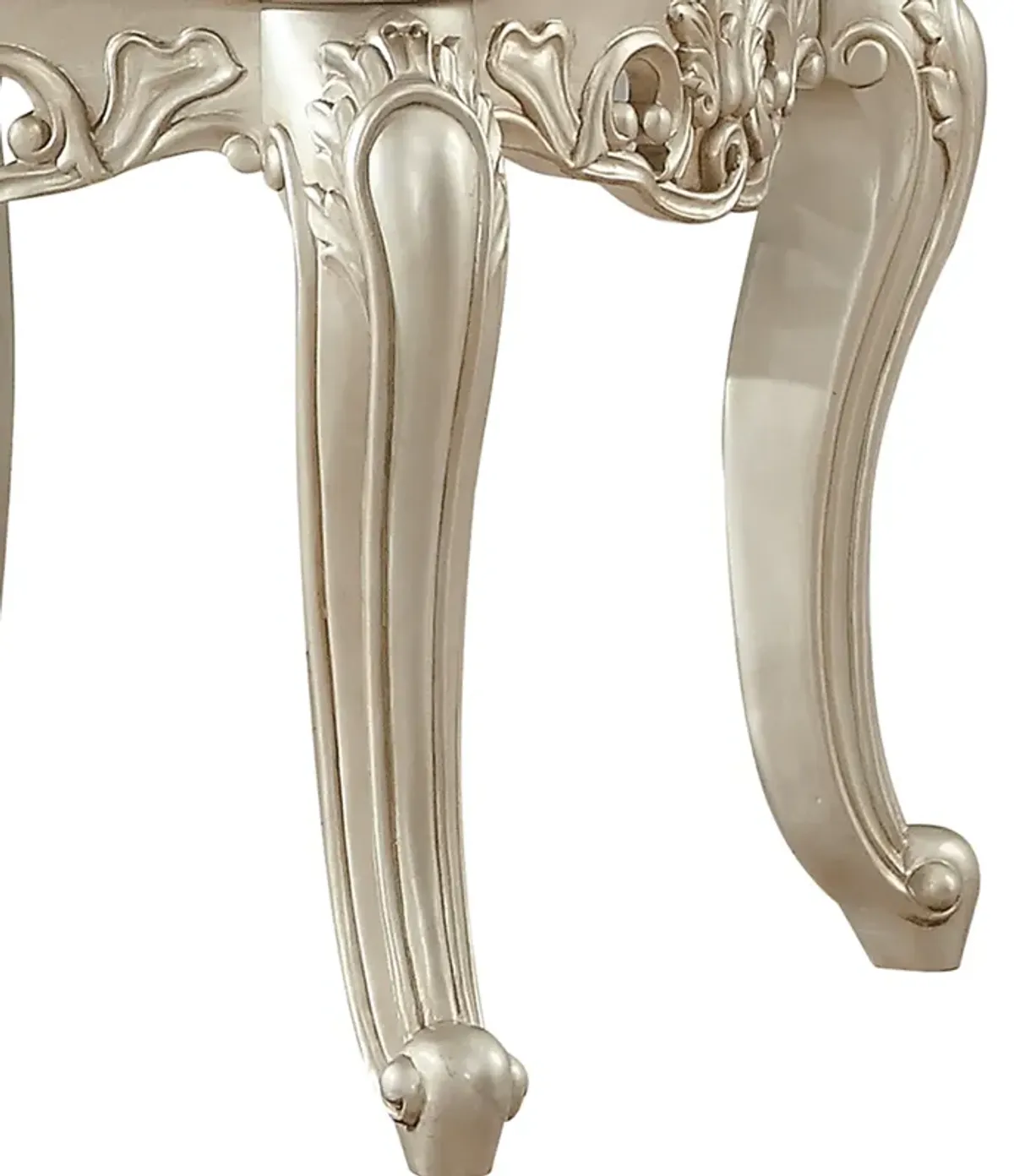 Acme Gorsedd Square Marble Top End Table in Golden Ivory