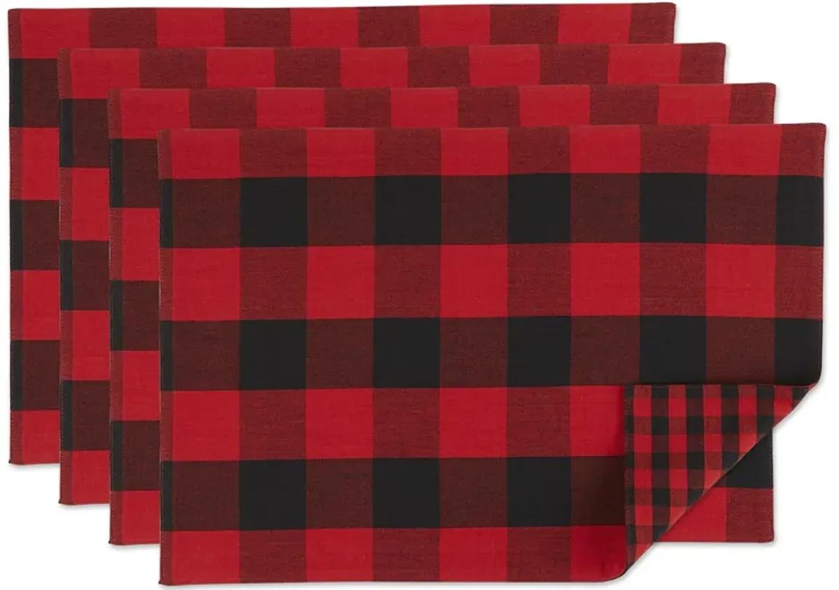Set of 4 Red and Black Checkered Placemat 19"