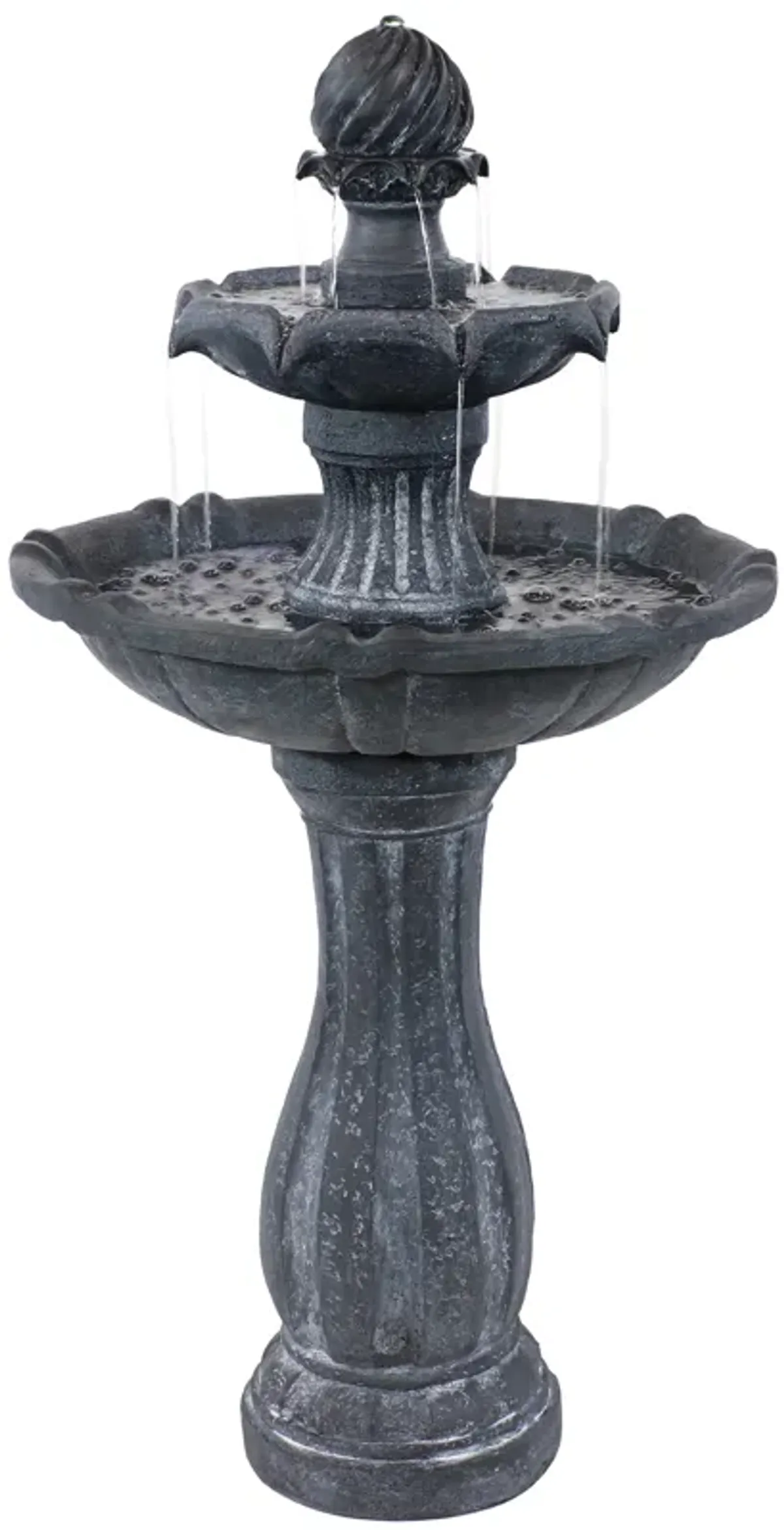 Sunnydaze Arcade Resin Outdoor 2-Tier Solar Fountain with Battery