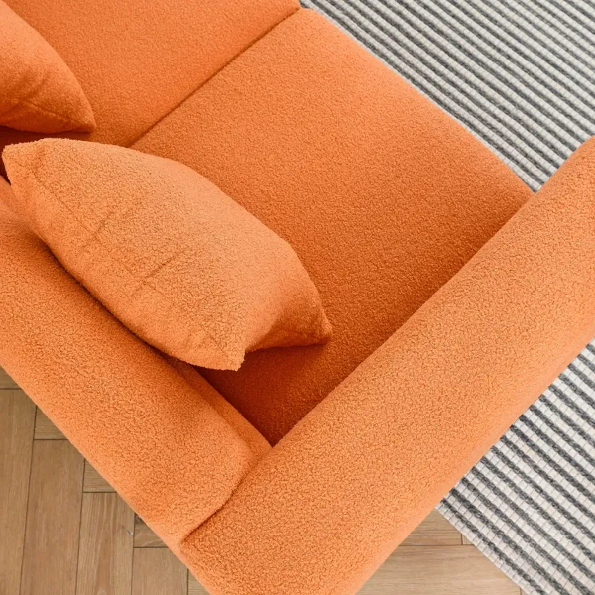 Oversized 2 Seater Sectional Sofa, Orange Teddy